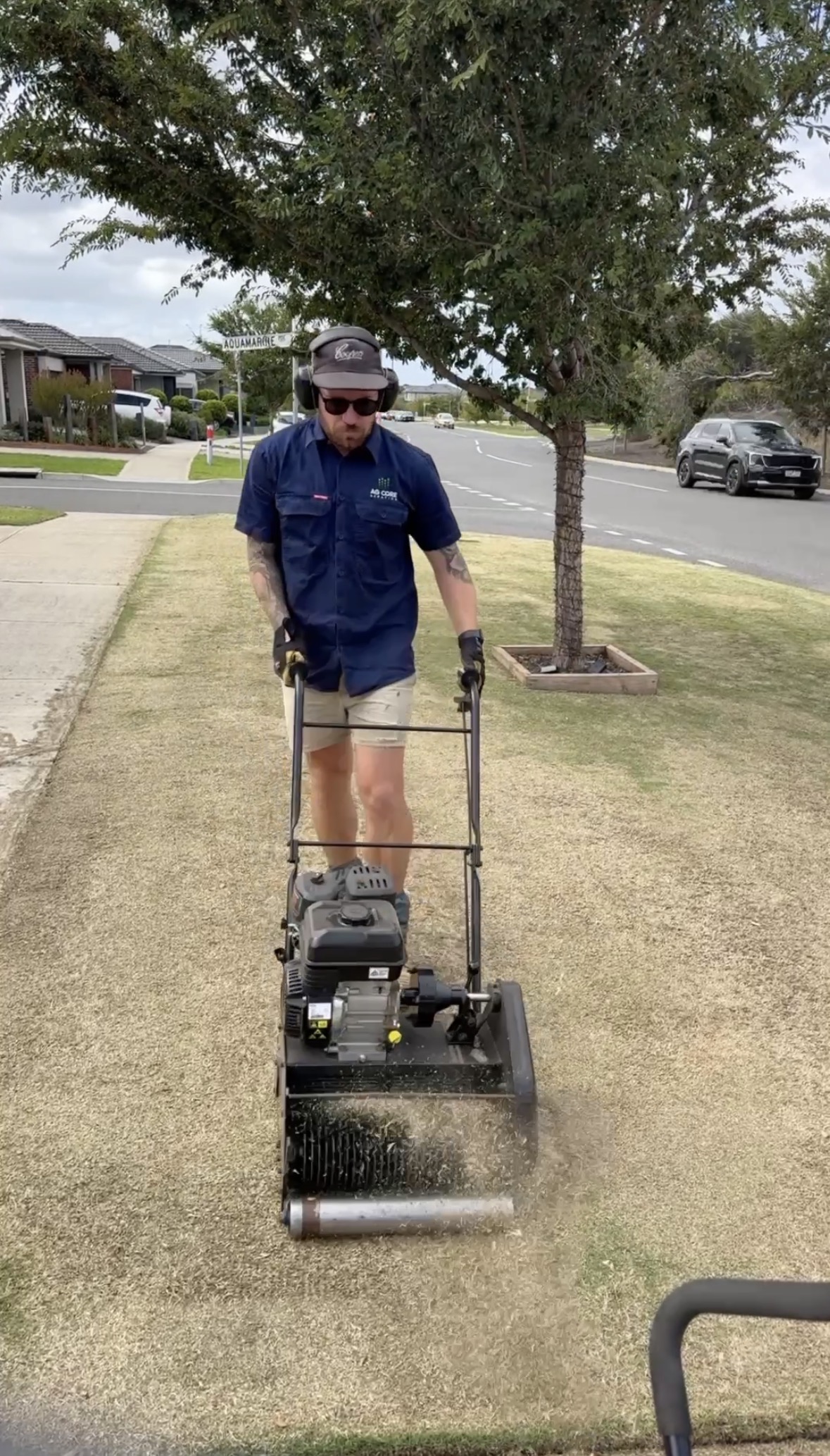 Lawn groomer at work